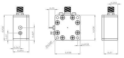 6UDD6W6S1A1 Enclosure Kit for 0.062"/1.6mm PCB (size 0.5625"x0.5625") 1 SMA Active 0.58" Height