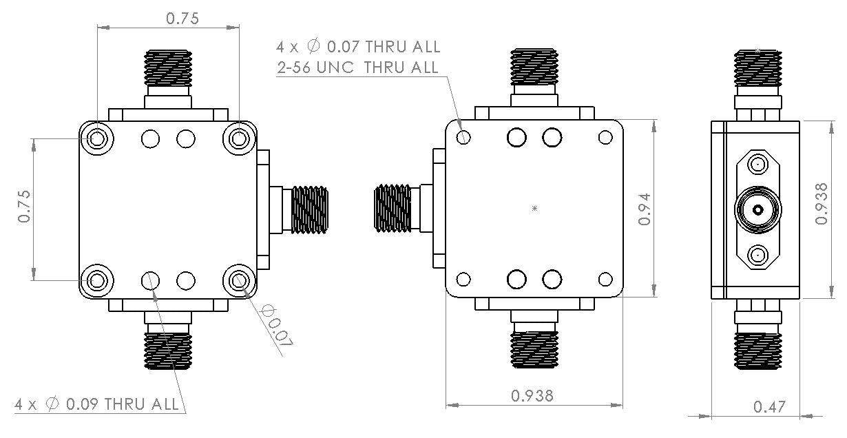 Passive Frequency Mixer (MIX2P25G18G4G) 2.25G - 18GHz RF and DC - 4G IF