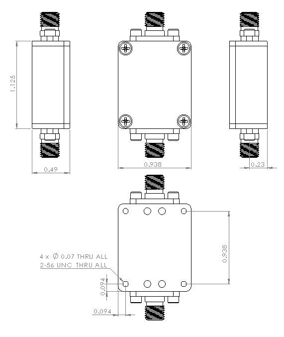 RF Enclosure Kit for 0.020"/0.5mm PCB (size 3/4"X9/16") Passive SMA Connector 0.41" Height