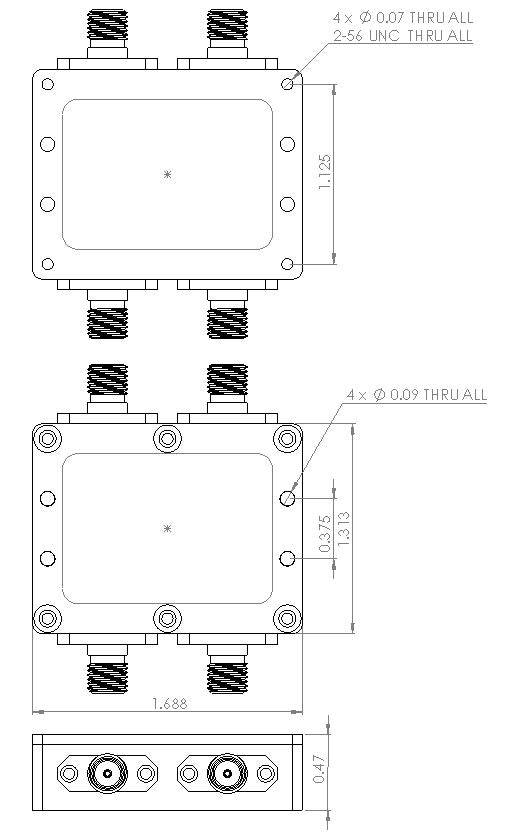 Hybrid 90 Degree 3dB Coupler 690M to 2.7 GHz 50W