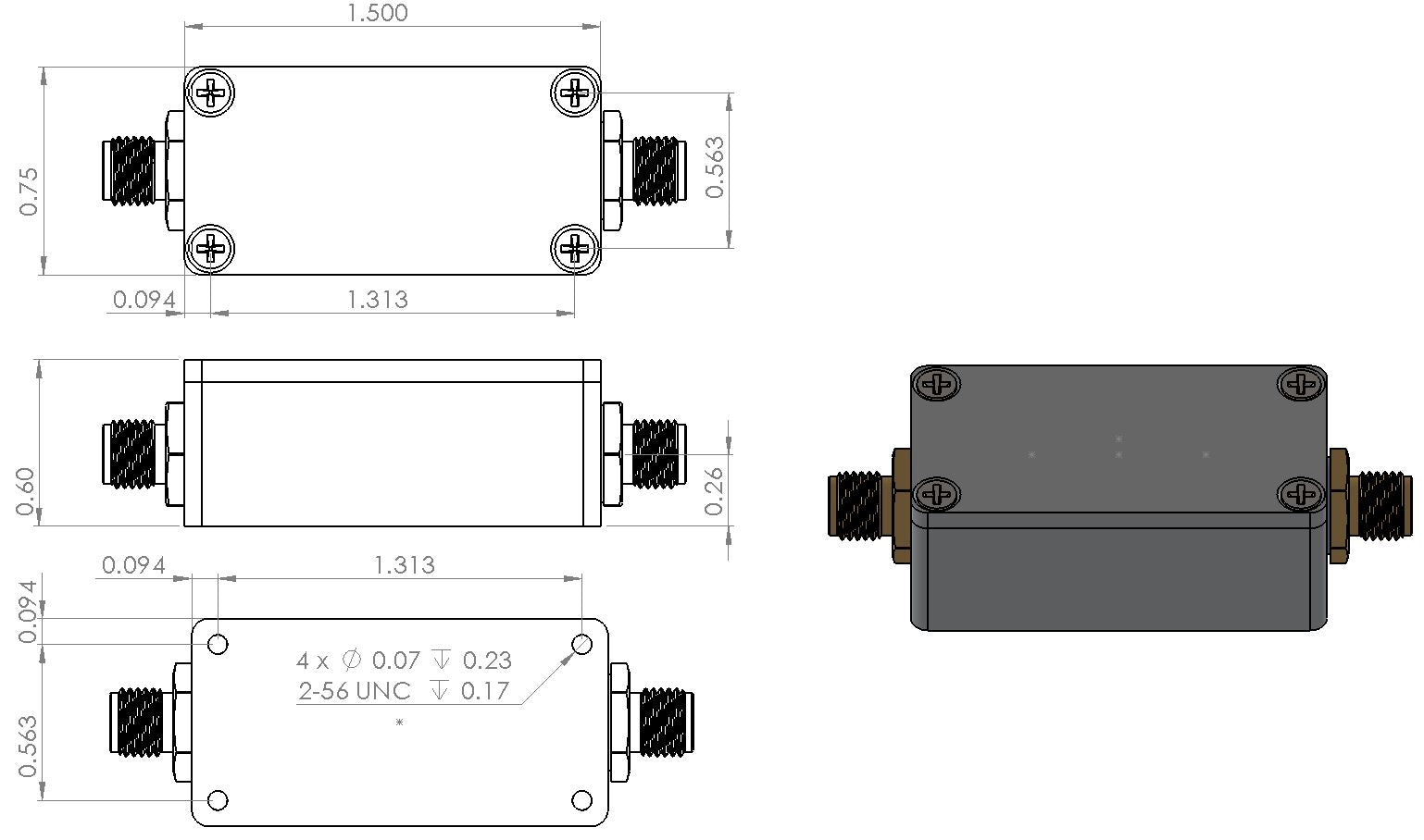 GPS/GNSS Low Noise Amplifier 0.6dB NF 1.1G-1.7GHz 29dB Gain 20dBm P1dB SMA EMI Shielded