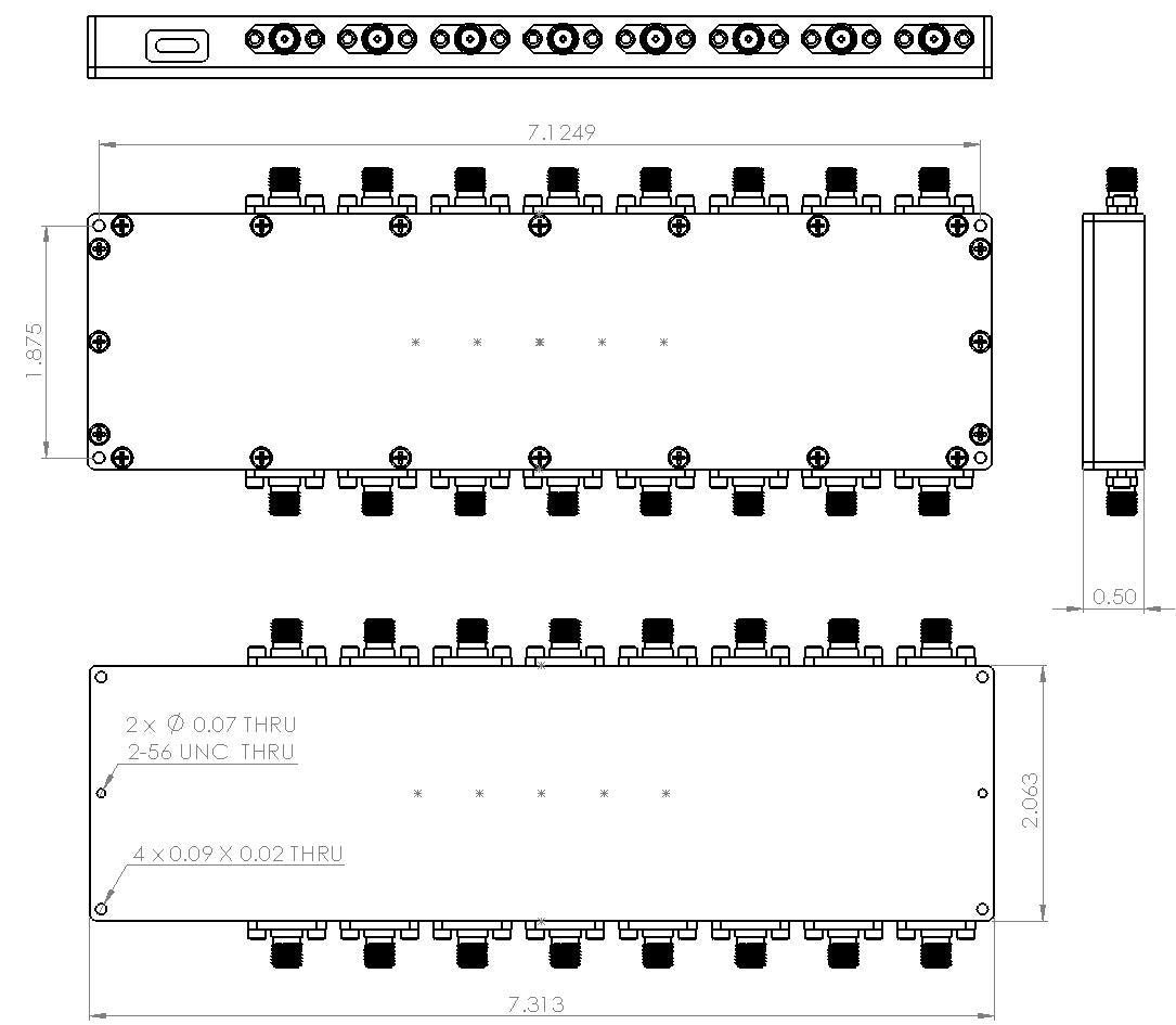 8 Channel 64 dB Programmable Attenuator (USB-C), 0.25 dB Step, 9K-8GHz