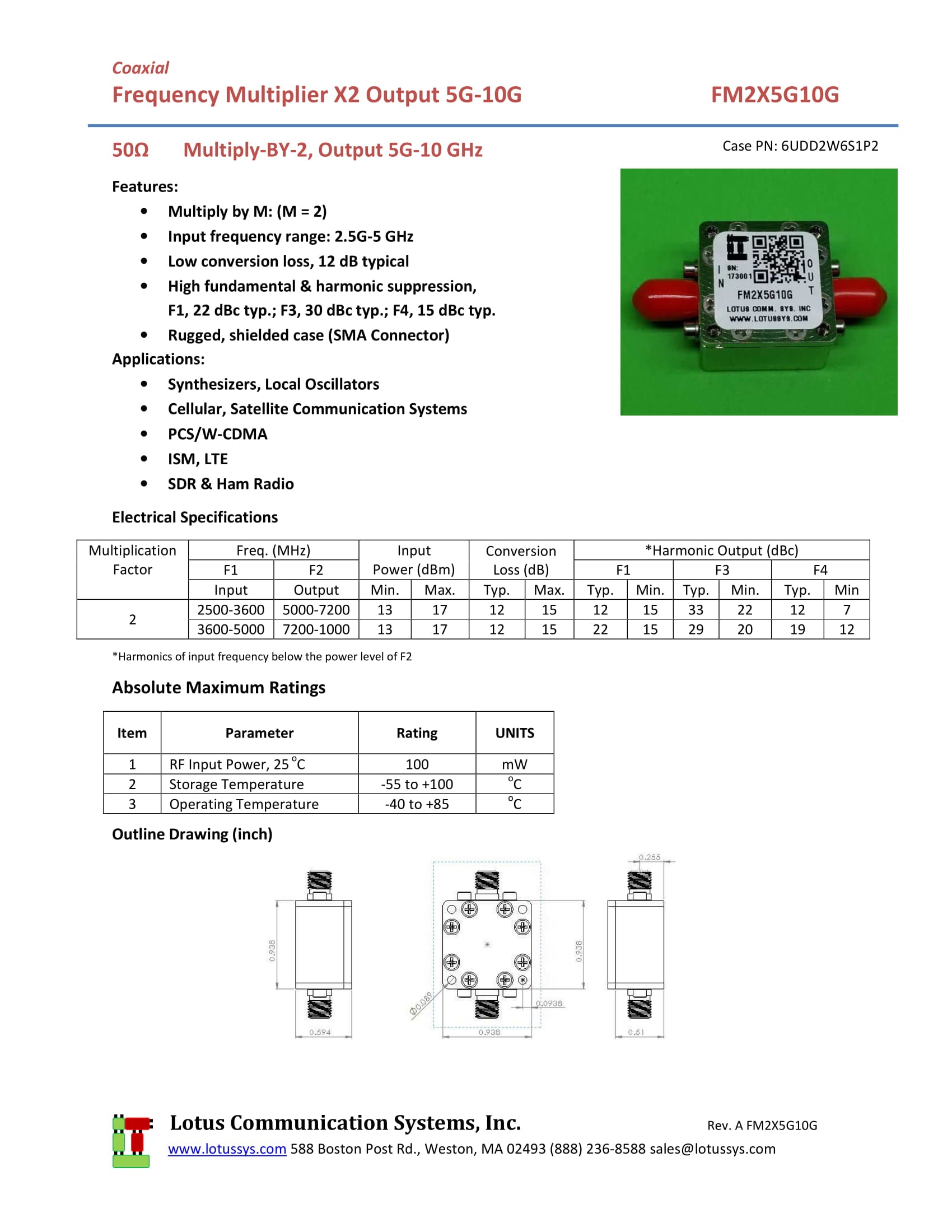 Freq. Multiplier X2 (OUTPUT 5G to 10G Hz) FM2X5G10G