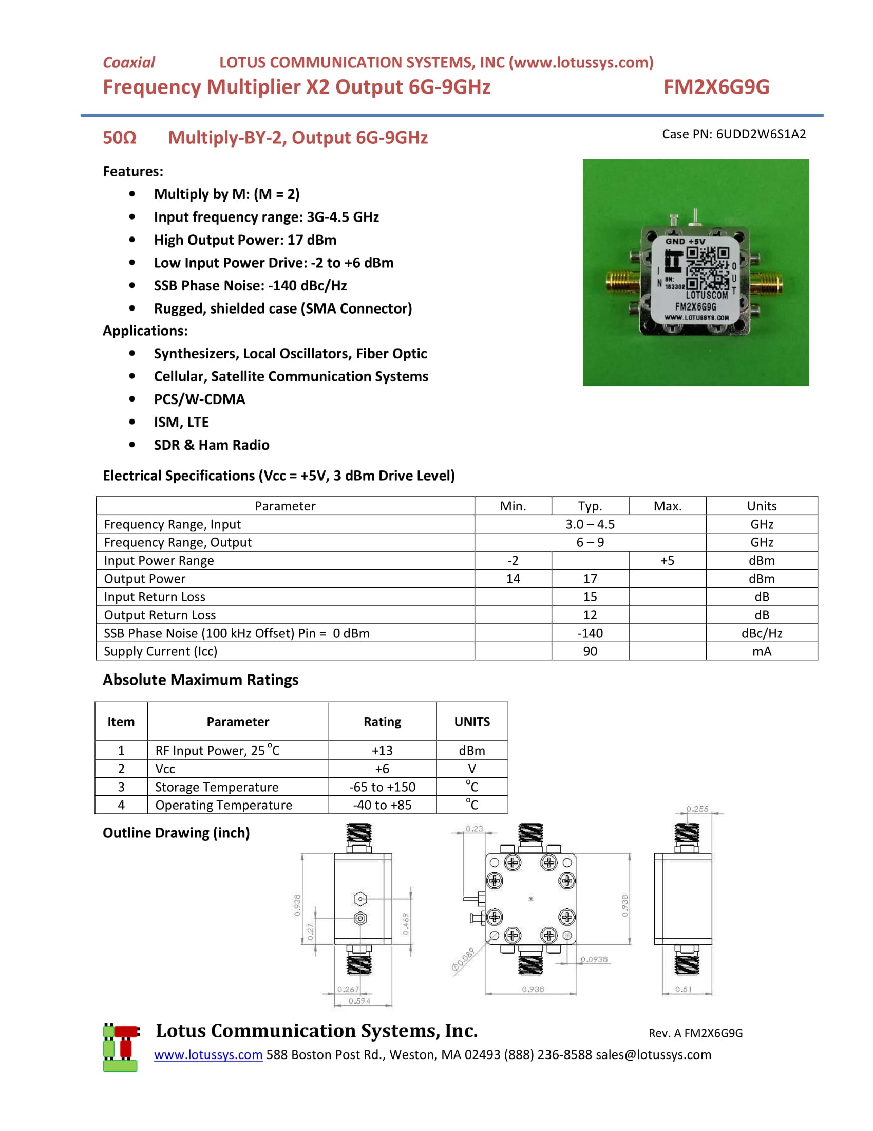 Freq. Multiplier X2 (OUTPUT 6G to 9G Hz) FM2X6G9G