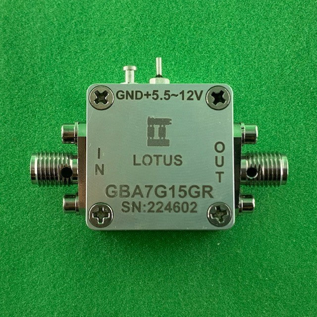 Gain Block Amplifier 4dB NF 7G to 15GHz 15dB Gain 15dBm P1dB SMA +5.5~12V