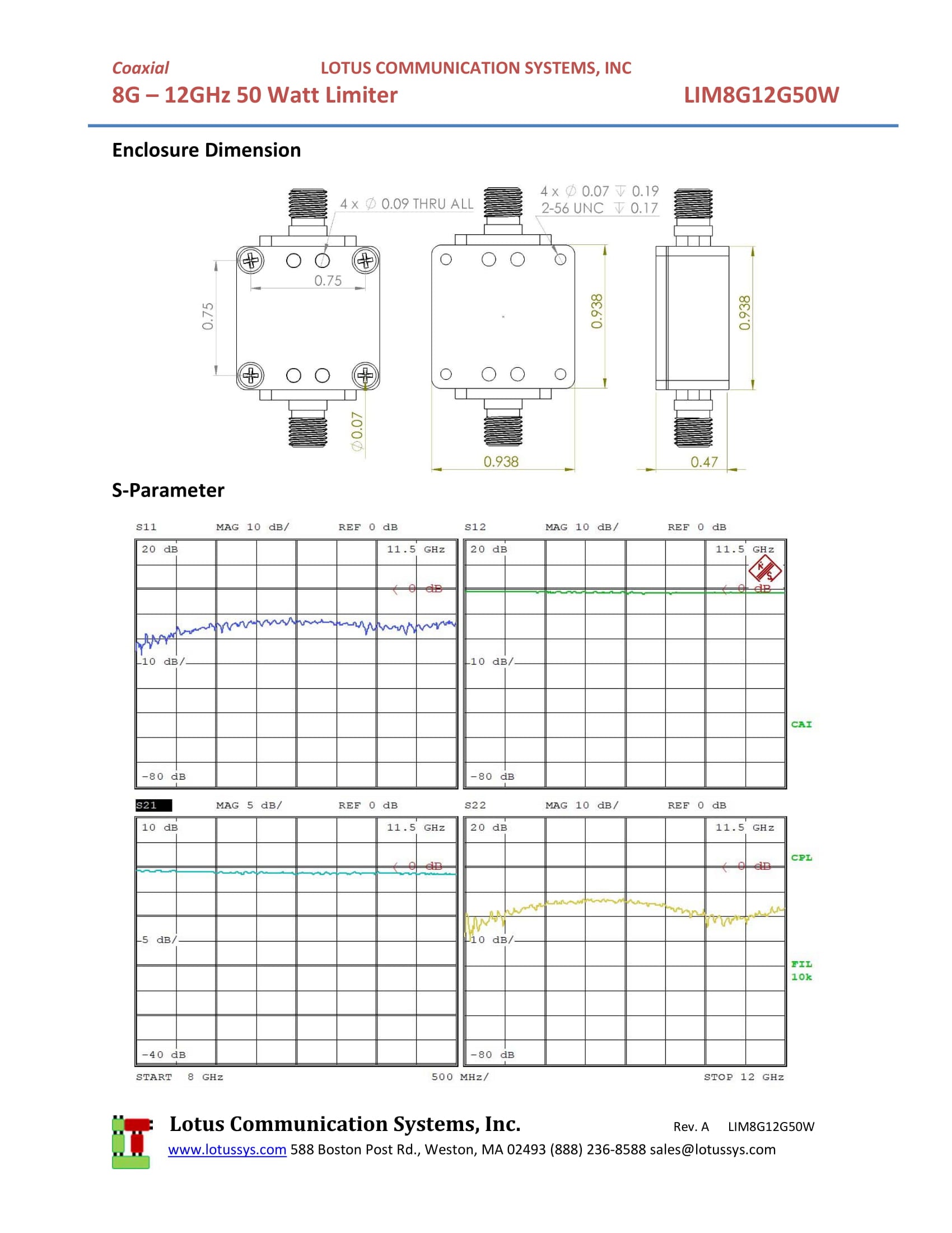 RF Limiter 8G - 12 GHz 50 Watts