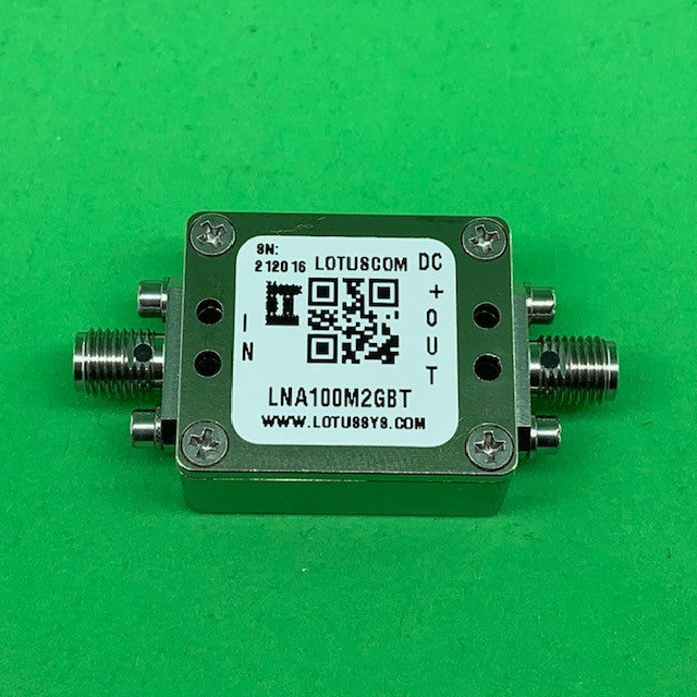 Broadband Low Noise Amplifier 0.45dB NF 0.1GHz to 2GHz 20dB Gain with Bias Tee