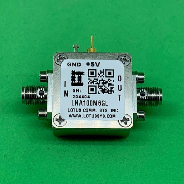 Low Noise Amplifier 0.3dB NF 100MHz to 6GHz 20dB Gain 22dBm P1dB SMA