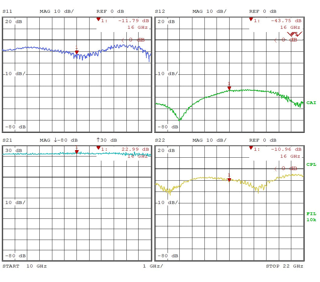 Low Noise Amplifier 1.8dB NF 10GHz to 22GHz 21dB Gain 10dBm P1dB SMA