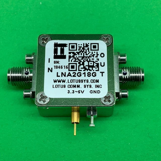 Low Noise Amplifier 1.4dB NF 2GHz to 18GHz 20dB Gain 13dBm P1dB SMA