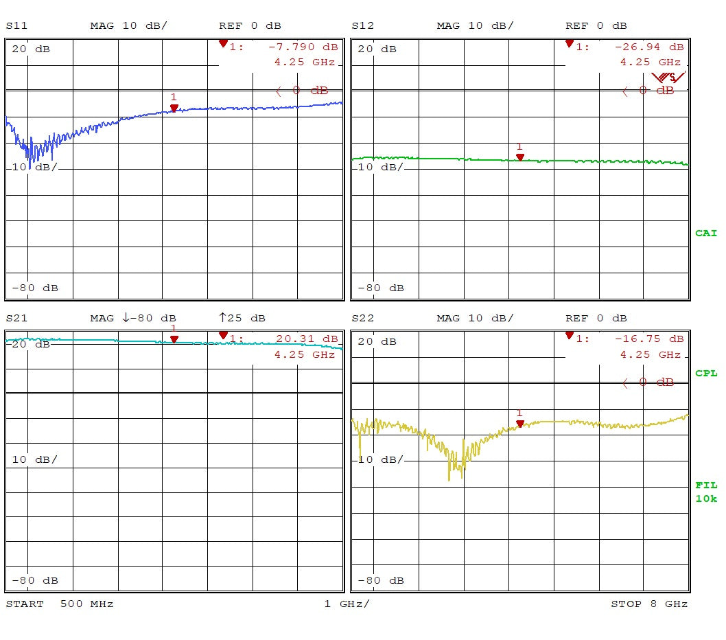 Low Noise Amplifier 1.3dB NF 0.5G~8GHz 21dB Gain 20dBm P1dB SMA Wide Voltage