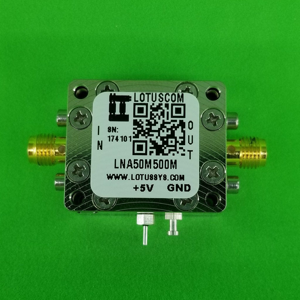 Low Noise Amplifier 1.0dB NF 50MHz to 500MHz 23dB Gain 20dBm P1dB SMA LNA50M500M