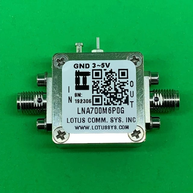 Low Noise Amplifier 0.4dB NF 0.7GHz to 6GHz 20dB Gain 20dBm P1dB SMA