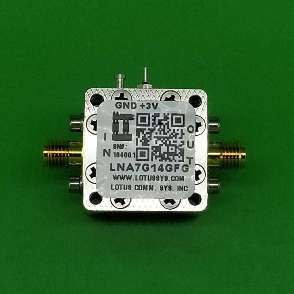 Low Noise Amplifier 1.8dB NF 7GHz to 14GHz 17dB Flat Gain 13dBm P1dB SMA